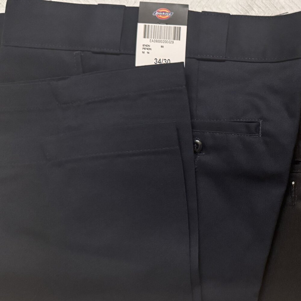 4 Dickies Original 874 Work Pants - 3 Black and 1 dark blue pants - all 34x30 - Picture 4 of 8